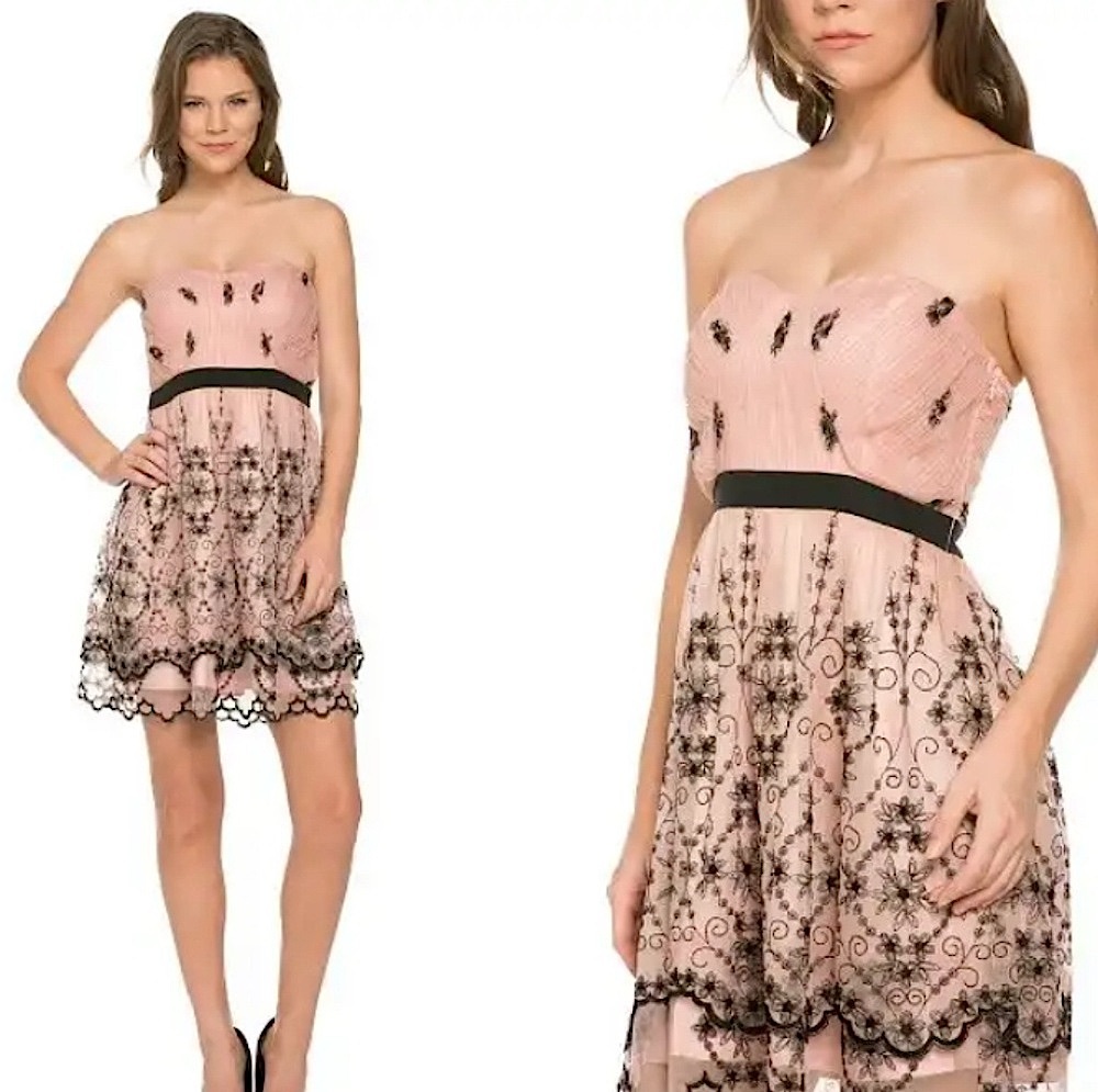 PRINCESS VIBES #101 Strapless Embroidered Lace Dress S/M 4 6 8